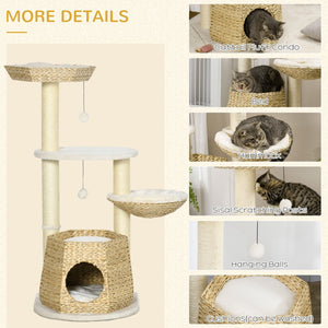 English Elm Pawhut Multi-level Indoor Cat Tree with Sisal Posts Condo Hammock and Hanging Toy W2225P217053