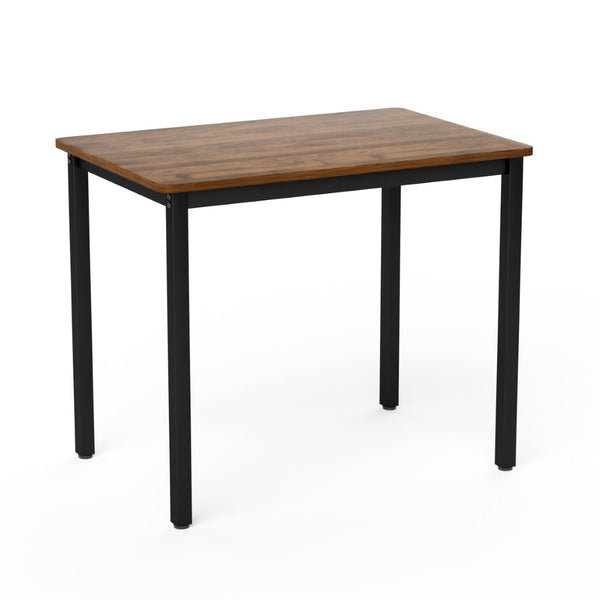 English Elm Dining Table Set 3 Piece Industrial Steel Frame with Melamine Top for Kitchen Nook Walnut W1162P424924