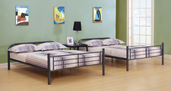 English Elm Bristol Gunmetal Full/Full Bunk Bed with Convertible Split Function, Metal Slat System & Guardrail B2726S00489