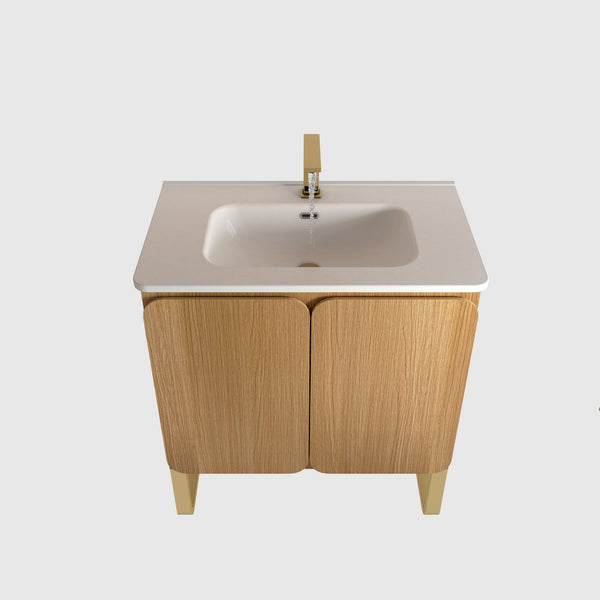 English Elm U093-Dalia30F-107 Natural Oak 30" Bathroom Vanity with Ceramic Sink, 20% More Storage & Soft-Close Doors W1865P207292