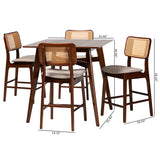 Baxton Studio Dannon Mid-Century Modern Grey Fabric and Walnut Brown Finished Wood 5-Piece Pub Set