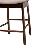 Baxton Studio Dannon Mid-Century Modern Grey Fabric and Walnut Brown Finished Wood 2-Piece Counter Stool Set