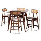 Baxton Studio Tarana Mid-Century Modern Grey Fabric and Walnut Brown Finished Wood 5-Piece Pub Set