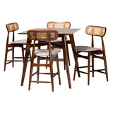 Tarana Mid-Century Modern Fabric and Wood 5-Piece Pub Set