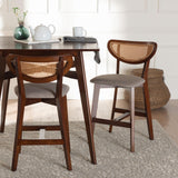 Baxton Studio Dannell Mid-Century Modern Grey Fabric and Walnut Brown Finished Wood 2-Piece Counter Stool Set