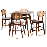 Baxton Studio Darrion Mid-Century Modern Grey Fabric and Walnut Brown Finished Wood 5-Piece Pub Set