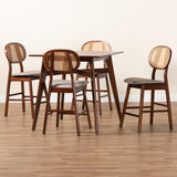 Baxton Studio Darrion Mid-Century Modern Grey Fabric and Walnut Brown Finished Wood 5-Piece Pub Set