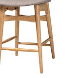 Baxton Studio Tarana Mid-Century Modern Grey Fabric and Natural Oak Finished Wood 5-Piece Pub Set