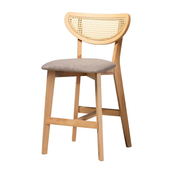 Baxton Studio Baxton Studio Dannell 5-Piece Mid-Century Pub Set with Grey Upholstery & Natural Oak Finish CS003P-Natural Oak/Light Grey-5PC Pub Set