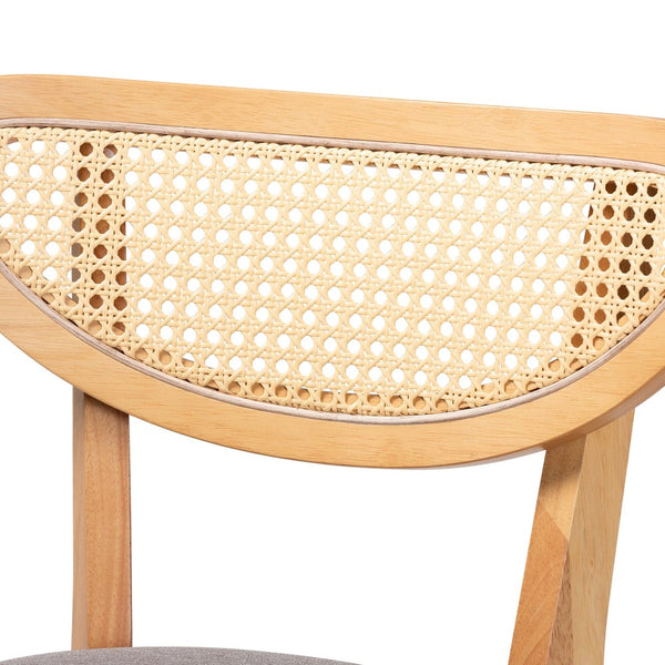 Baxton Studio Baxton Studio Mid-Century Modern 2-Piece Counter Stool Set in Grey Fabric & Natural Oak Finish CS003P-Natural Oak/Light Grey-PC-2PK