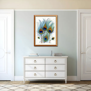 English Elm Set Of 2 Elegant Peacock Feather Framed Wall Art Prints – Stylish Replaceable Canvas Decor, 24X32" T3976P383242-GIGA