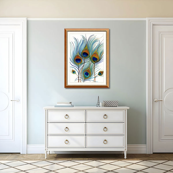 English Elm Set Of 2 Elegant Peacock Feather Framed Wall Art Prints – Stylish Replaceable Canvas Decor, 24X32" T3976P383242-GIGA