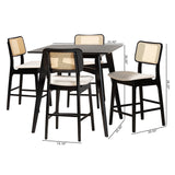 Baxton Studio Dannon Mid-Century Modern Cream Fabric and Black Finished Wood 5-Piece Pub Set