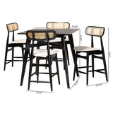 Baxton Studio Tarana Mid-Century Modern Cream Fabric and Black Finished Wood 5-Piece Pub Set