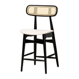 Baxton Studio Tarana Mid-Century Modern Cream Fabric and Black Finished Wood 5-Piece Pub Set