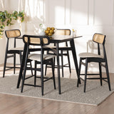 Baxton Studio Tarana Mid-Century Modern Cream Fabric and Black Finished Wood 5-Piece Pub Set