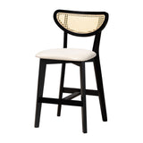 Baxton Studio Dannell Mid-Century Modern Cream Fabric and Black Finished Wood 5-Piece Pub Set