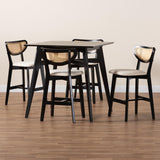 Baxton Studio Dannell Mid-Century Modern Cream Fabric and Black Finished Wood 5-Piece Pub Set