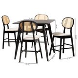 Baxton Studio Darrion Mid-Century Modern Cream Fabric and Black Finished Wood 5-Piece Pub set