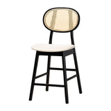 Baxton Studio Darrion Mid-Century Modern Cream Fabric and Black Finished Wood 5-Piece Pub set