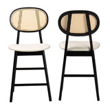 Baxton Studio Darrion Mid-Century Modern Cream Fabric and Black Finished Wood 2-Piece Counter Stool Set