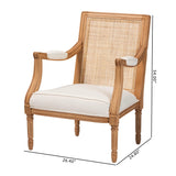 bali & pari Garridan Traditional French Beige Fabric and Honey Oak Finished Wood Accent Chair