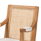 bali & pari Garridan Traditional French Beige Fabric and Honey Oak Finished Wood Accent Chair