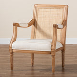 bali & pari Garridan Traditional French Beige Fabric and Honey Oak Finished Wood Accent Chair