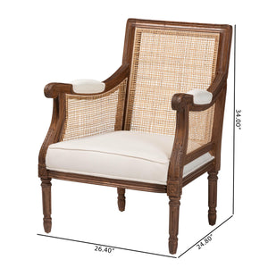 bali & pari Desmond Traditional French Beige Fabric and Walnut Brown Finished Wood Accent Chair