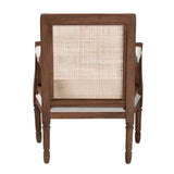 bali & pari Desmond Traditional French Beige Fabric and Walnut Brown Finished Wood Accent Chair