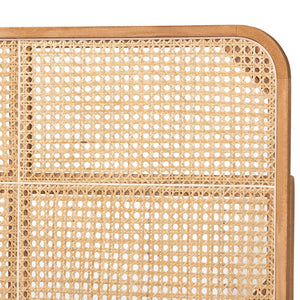 Baxton Studio bali Modern Bohemian Queen Headboard - Natural Brown Bayur Wood & Bamboo for Serene Bedrooms LMZ12-Light Natural/Natural Rattan-Headboard Queen