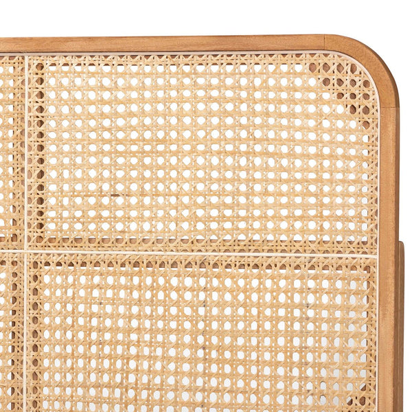 Baxton Studio bali Modern Bohemian Queen Headboard - Natural Brown Bayur Wood & Bamboo for Serene Bedrooms LMZ12-Light Natural/Natural Rattan-Headboard Queen
