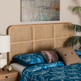 Baxton Studio Bali & Pari Lainer Modern Bohemian Natural Brown Finished Bayur Wood and Rattan Queen Size Headboard