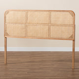 Baxton Studio Bali & Pari Lainer Modern Bohemian Natural Brown Finished Bayur Wood and Rattan Queen Size Headboard