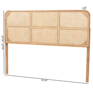 Baxton Studio bali Modern Bohemian Queen Headboard - Natural Brown Bayur Wood & Bamboo for Serene Bedrooms LMZ12-Light Natural/Natural Rattan-Headboard Queen