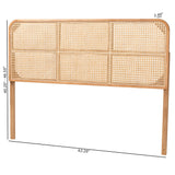 Baxton Studio Bali & Pari Lainer Modern Bohemian Natural Brown Finished Bayur Wood and Rattan Queen Size Headboard