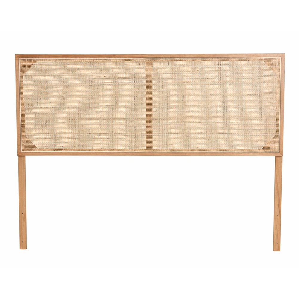 Baxton Studio bali Aurelia Bohemian Queen Headboard - Natural Brown Bayur Wood & Rattan, Adjustable Height Design CPT10-Light Natural/Natural Rattan-Headboard Queen