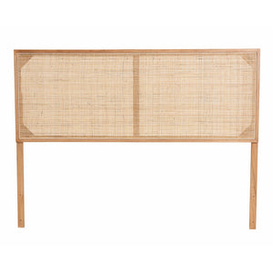 Baxton Studio bali Aurelia Bohemian Queen Headboard - Natural Brown Bayur Wood & Rattan, Adjustable Height Design CPT10-Light Natural/Natural Rattan-Headboard Queen