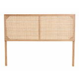 Baxton Studio Bali & Pari Aurelia Modern Bohemian Natural Brown Finished Bayur Wood and Rattan Queen Size Headboard