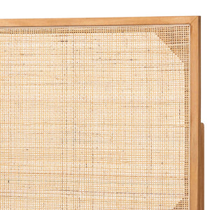 Baxton Studio bali Aurelia Bohemian Queen Headboard - Natural Brown Bayur Wood & Rattan, Adjustable Height Design CPT10-Light Natural/Natural Rattan-Headboard Queen