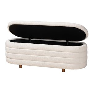 Baxton Studio Baxton Studio Betiana Japandi Cream Boucle Storage Bench with Walnut Legs for Modern Interiors BBT3212-Maya-Cream/Walnut-Otto