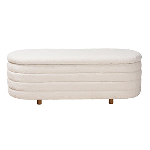 Baxton Studio Baxton Studio Betiana Japandi Cream Boucle Storage Bench with Walnut Legs for Modern Interiors BBT3212-Maya-Cream/Walnut-Otto
