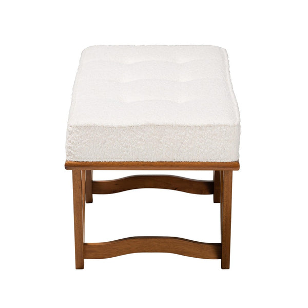 Baxton Studio Baxton Studio Chenoa Japandi Cream Boucle Bench with Walnut Legs - Elegant Seating for Modern Spaces BBT5472-Maya-Cream/Walnut-Bench