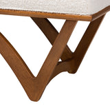 Baxton Studio Chenoa Japandi Cream Boucle Fabric and Walnut Brown Finished Wood Bench