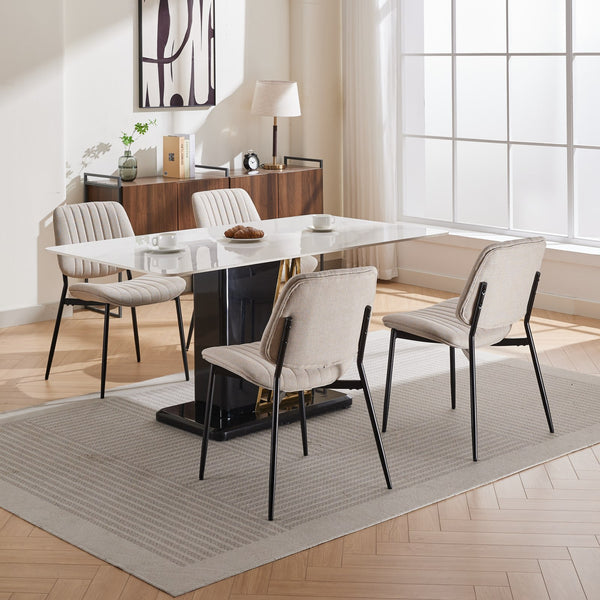 English Elm A&A Mid Century Dining Chair Set of 2 with Curved Ergonomic Walnut Back Upholstered Seat and Metal Legs W1143P194145 W1143P194145