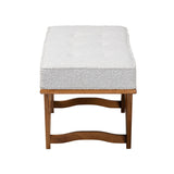 Baxton Studio Chenoa Japandi Light Grey Boucle Fabric and Walnut Brown Finished Wood Bench