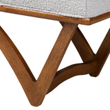 Baxton Studio Chenoa Japandi Light Grey Boucle Fabric and Walnut Brown Finished Wood Bench