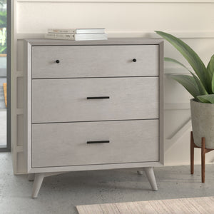 IDEAZ 1331APB Gray Mid Century Modern 3 Drawer Small Chest Gray 1331APB