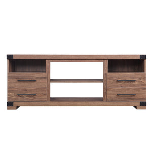 English Elm Richmond 60" TV Stand with Steel Corner Plates, Full-Extension Drawers & Cable Management in Textured Finish Brown B365P398321