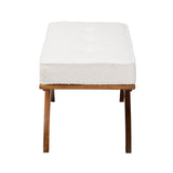 Baxton Studio Orella Japandi Cream Boucle Fabric and Walnut Brown Finished Wood Bench